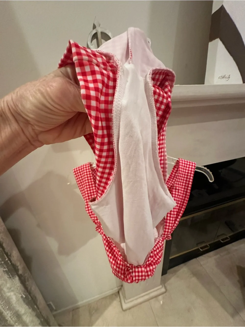 Lux Red Gingham One-Piece Swimsuit with Front Bow